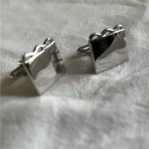 Signed Swank Vintage Sterling Silver Cufflinks Art Deco/MCM Design